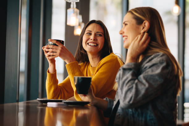 Two ladies having coffee at a cafe